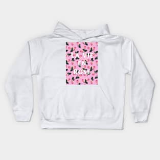 La Vie En Rose - scattered pink vintage roses on pink Kids Hoodie